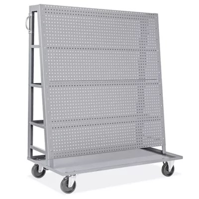 Pegboard Cart with Shelves 51 x 57 x 24" H9013 Uline