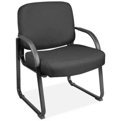 Big and Tall Sled Base Chair with Arms Fabric, Black H9128BL Uline