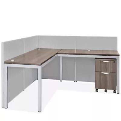 Downtown Privacy Workstation - Single Row, 1-Person, 42" Height, Gray H