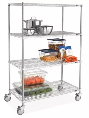 Stainless Steel Mobile Shelving 48 x 24 x 78" H9489 Uline