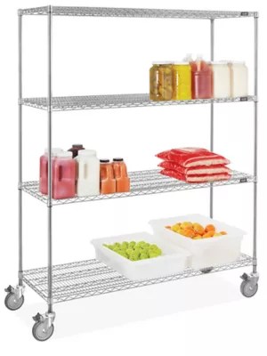 Stainless Steel Mobile Shelving 60 x 24 x 78" H9490 Uline