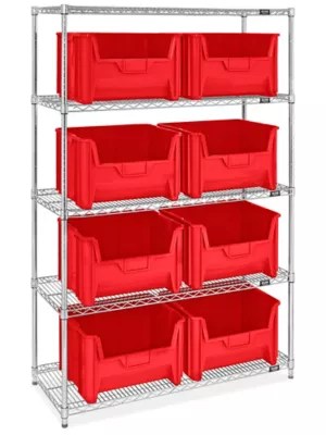 Giant Stackable Bin Organizer 48 x 18 x 72" with 15 x 20 x 12 1/2