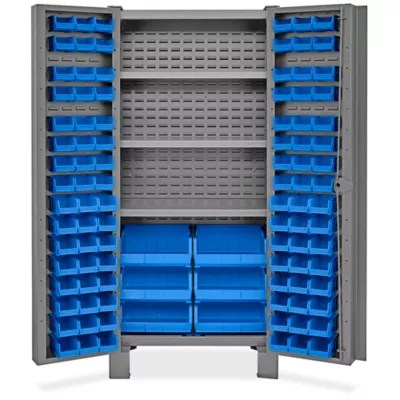 HeavyDuty Bin Storage 36 x 24 x 78", 102 Blue Bins H9986BLU
