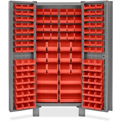 HeavyDuty Bin Storage 36 x 24 x 78", 138 Red Bins H9987R