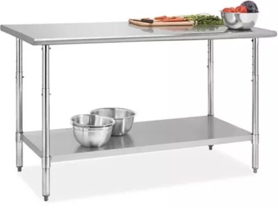 Adjustable Height Stainless Steel Worktables in Stock ULINE