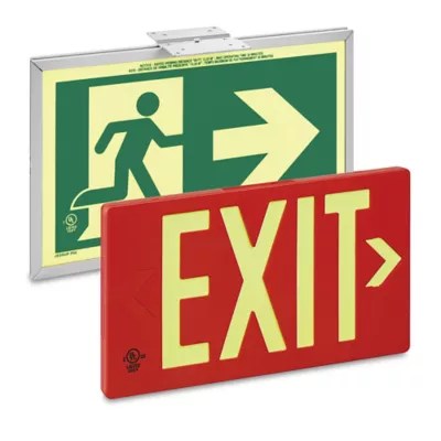 Photoluminescent Exit Signs, Glo Brite® Exit Signs in Stock ULINE