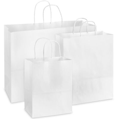 White Paper Bags, White Gift Bags, White Shopping Bags in Stock ULINE