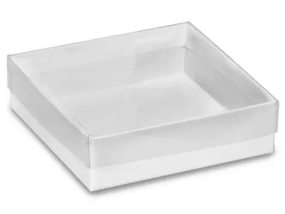 Clear Lid Boxes with White Base 3 1/2 x 3 1/2 x 7/8" S10574 Uline