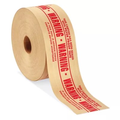 Reinforced Kraft Tape "Warning Pilfer Proof", 3" x 450' S1074 Uline