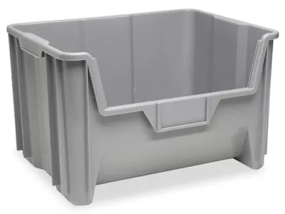 Giant Plastic Stackable Bins 15 x 20 x 12 1/2", Gray S11335GR Uline