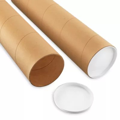 Jumbo Kraft Mailing Tubes with End Caps 5 x 26", .125" thick S12125