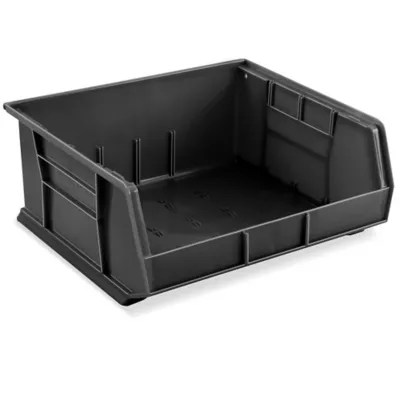 Plastic Stackable Bins 15 x 16 1/2 x 7", Black S12420BL Uline