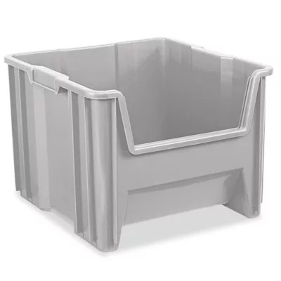 Giant Plastic Stackable Bins 17 1/2 x 16 1/2 x 12 1/2", Gray S