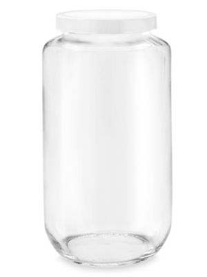 Clear WideMouth Glass Jars 32 oz, Plastic Cap S12757P Uline