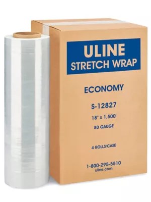 Uline Economy Stretch Wrap - Cast, 80 gauge, 18" x 1,500' S-12827 - Uline