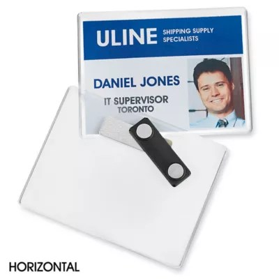 Name Badge Holders 4 x 3", Wide, Deluxe S12940 Uline
