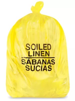 Biohazard Trash Liner 33 Gallon, 2.0 Mil, Soiled Linen, Yellow S12985Y Uline