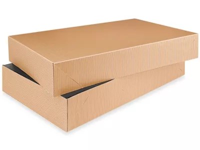 2Piece Apparel Boxes 24 x 14 x 4", Kraft Pinstripe S13059 Uline