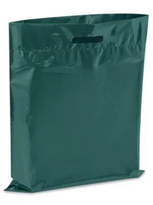 Die Cut Handle Bags 15 x 18", Green S13156G Uline