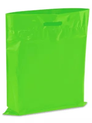Die Cut Handle Bags 15 x 18", Lime S13156LIME Uline