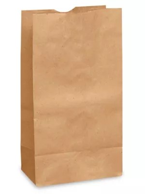 Paper Grocery Bags 4 1/16 x 2 5/8 x 7 7/8", 2, Kraft S13237 Uline