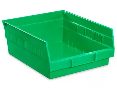 Plastic Shelf Bins 8 1/2 x 12 x 4", Green S13398G Uline