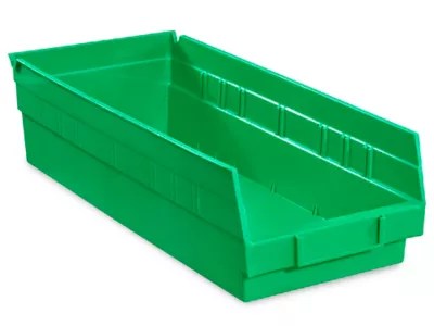 Plastic Shelf Bins 7 x 18 x 4", Green S13400G Uline