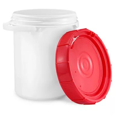Screw Top Pail 5 Gallon, Red Lid S13652R Uline