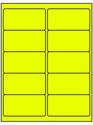 Removable Laser Labels Fluorescent Yellow, 4 x 2" S14075Y Uline