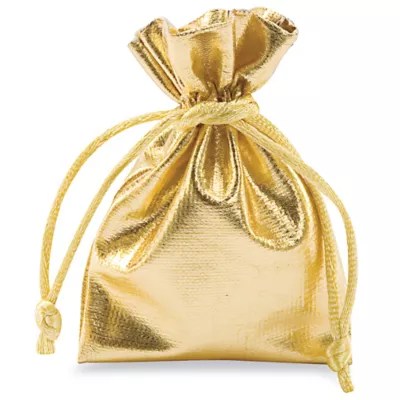 Metallic Pouches 3 x 4", Gold S14203GOLD Uline