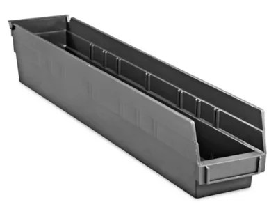 Plastic Shelf Bins 4 x 24 x 4", Black S14625BL Uline