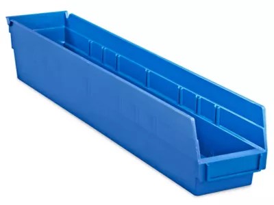 Plastic Shelf Bins 4 x 24 x 4", Blue S14625BLU Uline
