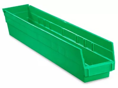 Plastic Shelf Bins 4 x 24 x 4", Green S14625G Uline