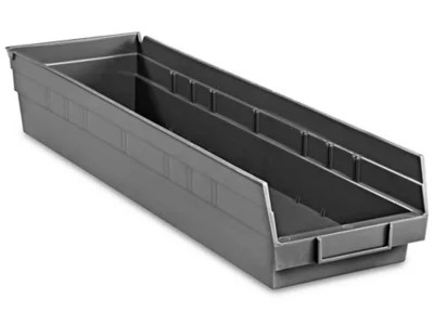 Plastic Shelf Bins 7 x 24 x 4", Black S14626BL Uline