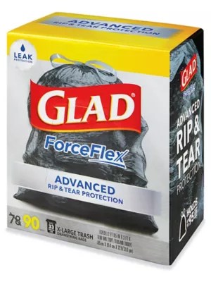 Glad® ForceFlexPlus Trash Bags 33 Gallon S14767 Uline