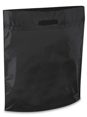 Die Cut Handle Bags 15 x 18 x 4", Black S15385BL Uline