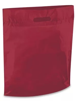 Die Cut Handle Bags 15 x 18 x 4", Burgundy S15385BU Uline