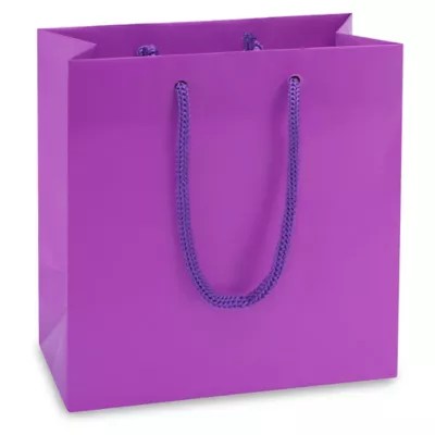 Matte Laminate Shopping Bags 6 1/2 x 3 1/2 x 6 1/2", Mini, Purple S15481PUR Uline