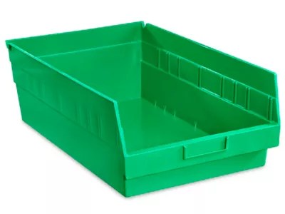 Plastic Shelf Bins 11 x 18 x 6", Green S15647G Uline