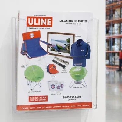 Acrylic Wall Mount Literature Holders 9 x 1 3/4 x 9 1/2" S15686 Uline
