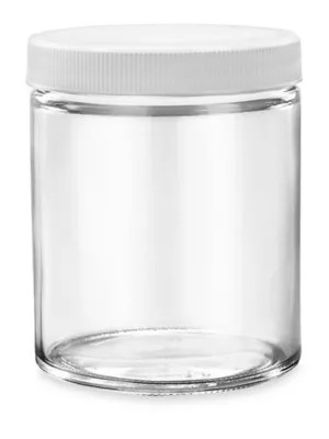 Clear StraightSided Glass Jars 6 oz, White Plastic Cap S15847PW