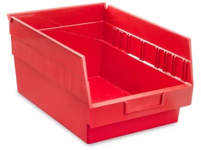 Plastic Shelf Bins 8 1/2 x 12 x 6", Red S16277R Uline