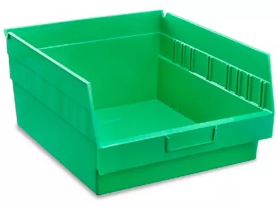 Plastic Shelf Bins 11 x 12 x 6", Green S16278G Uline