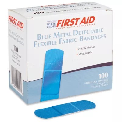 Metal Detectable Bandages Fabric, 1 x 3" S16415 Uline