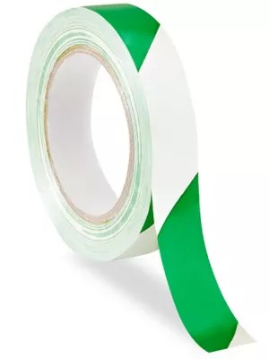 Uline Industrial Vinyl Safety Tape 1" x 36 yds, Green/White S16876
