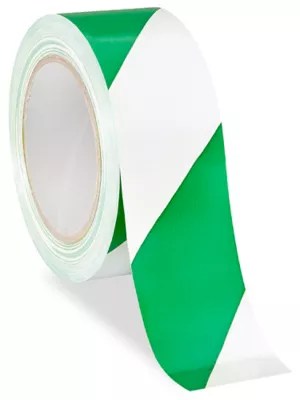 Uline Industrial Vinyl Safety Tape 2" x 36 yds, Green/White S16877