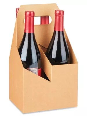 4 Bottle Wine Carrier Kraft S17052KRFT Uline