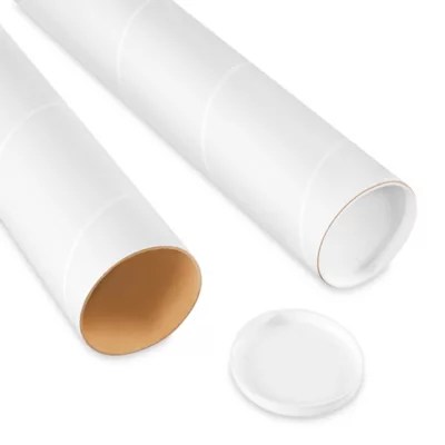 White Mailing Tubes with End Caps 4 x 20" S17803 Uline
