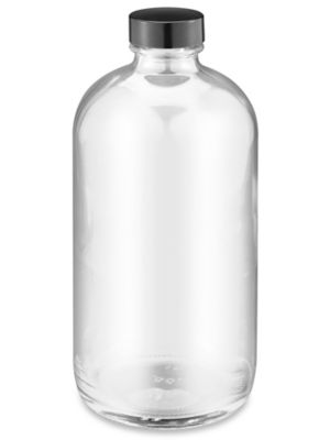 Clear Boston Round Glass Bottles 16 oz S18031 Uline
