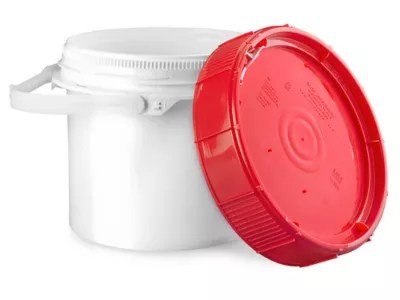 Screw Top Pail 1.25 Gallon, Red Lid S18114R Uline